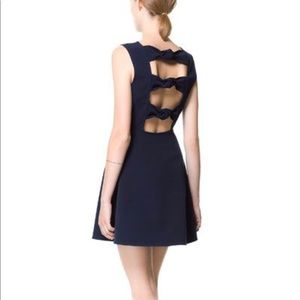 Zara XS Navy knot back dress